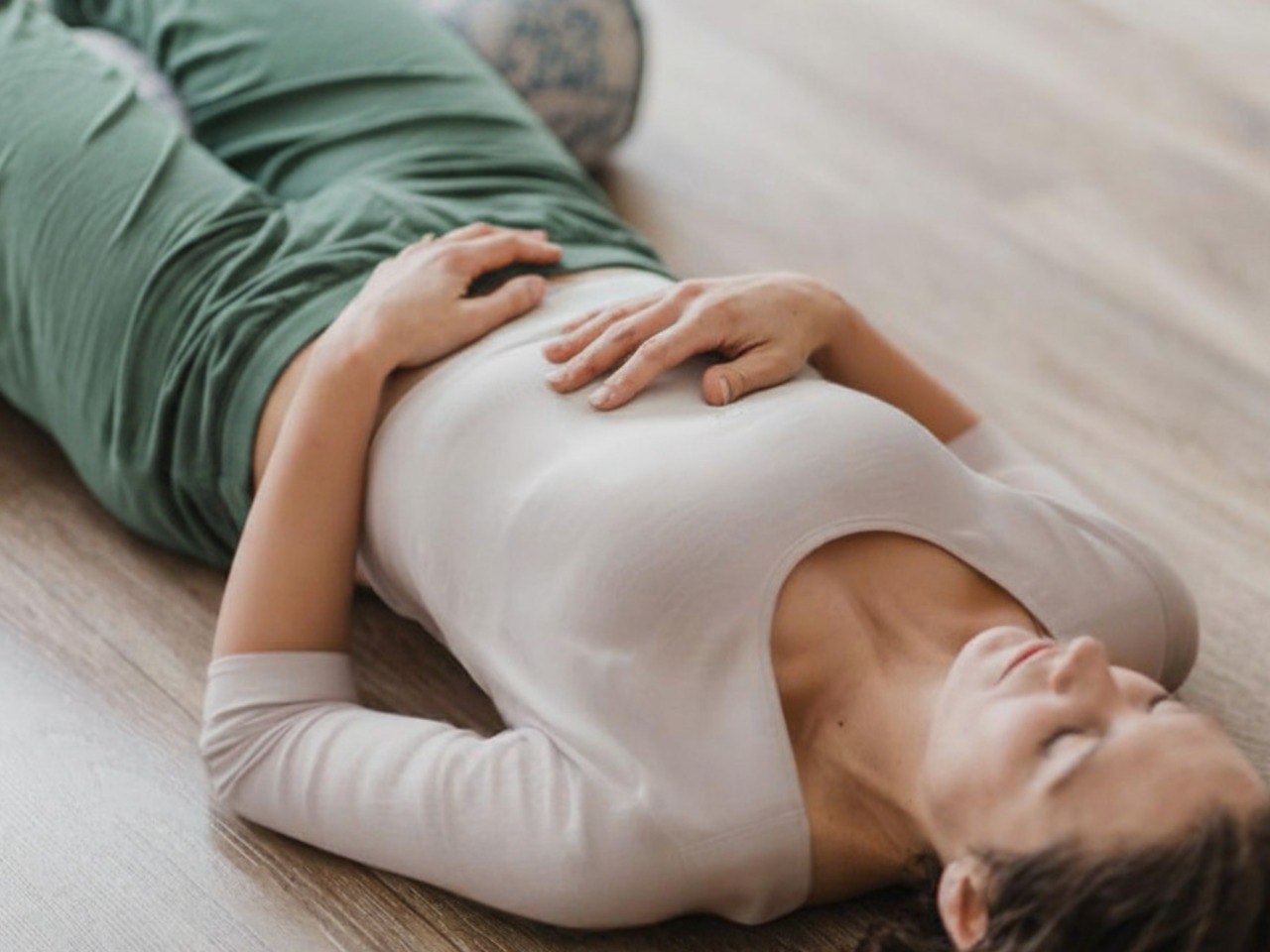 Resting pose during a gentle yoga class at Beautiful Yoga